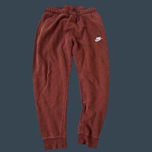 Nike Mens Burgundy Sweatpants M Size Elastic Waistband Fleece-Lined Casual Jogge